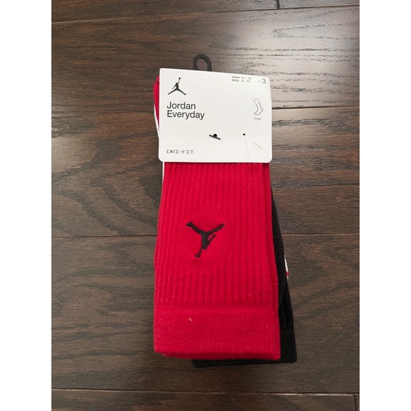 Jordan Other - Jordan Everyday Crew Socks 3-Pack Red Black White Dri-FIT Men 8-12 DX9632-918
